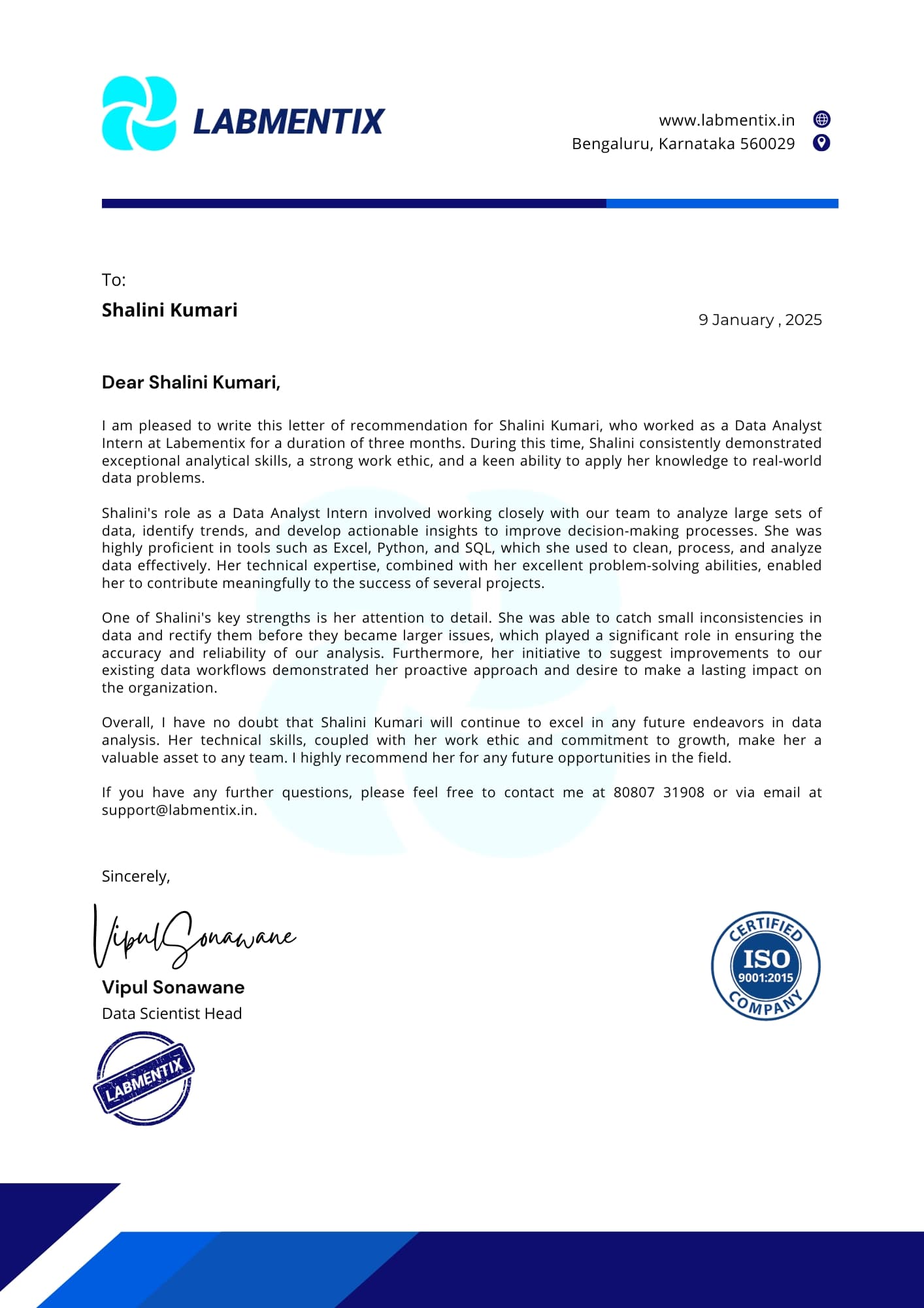 Letter of Recommendation